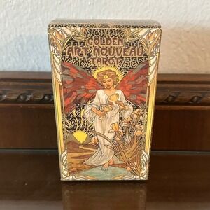 Golden Art Nouveau Tarot Deck Giulia F Massaglia Gold Foil 78 Cards Mucha Style